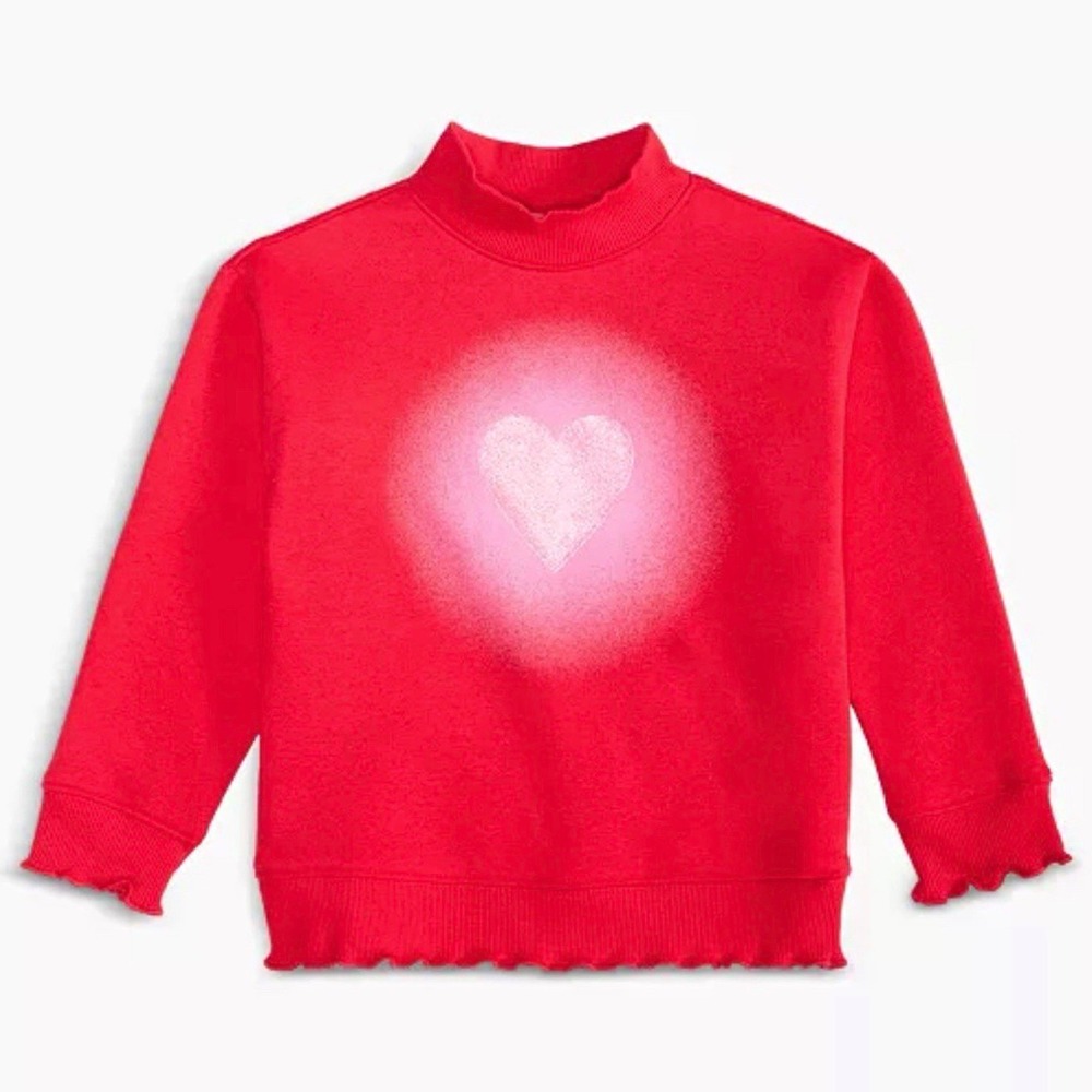 Epic Threads Girls Toddler Red Heart Mock Neck Sweatshirt, 3T, NWT